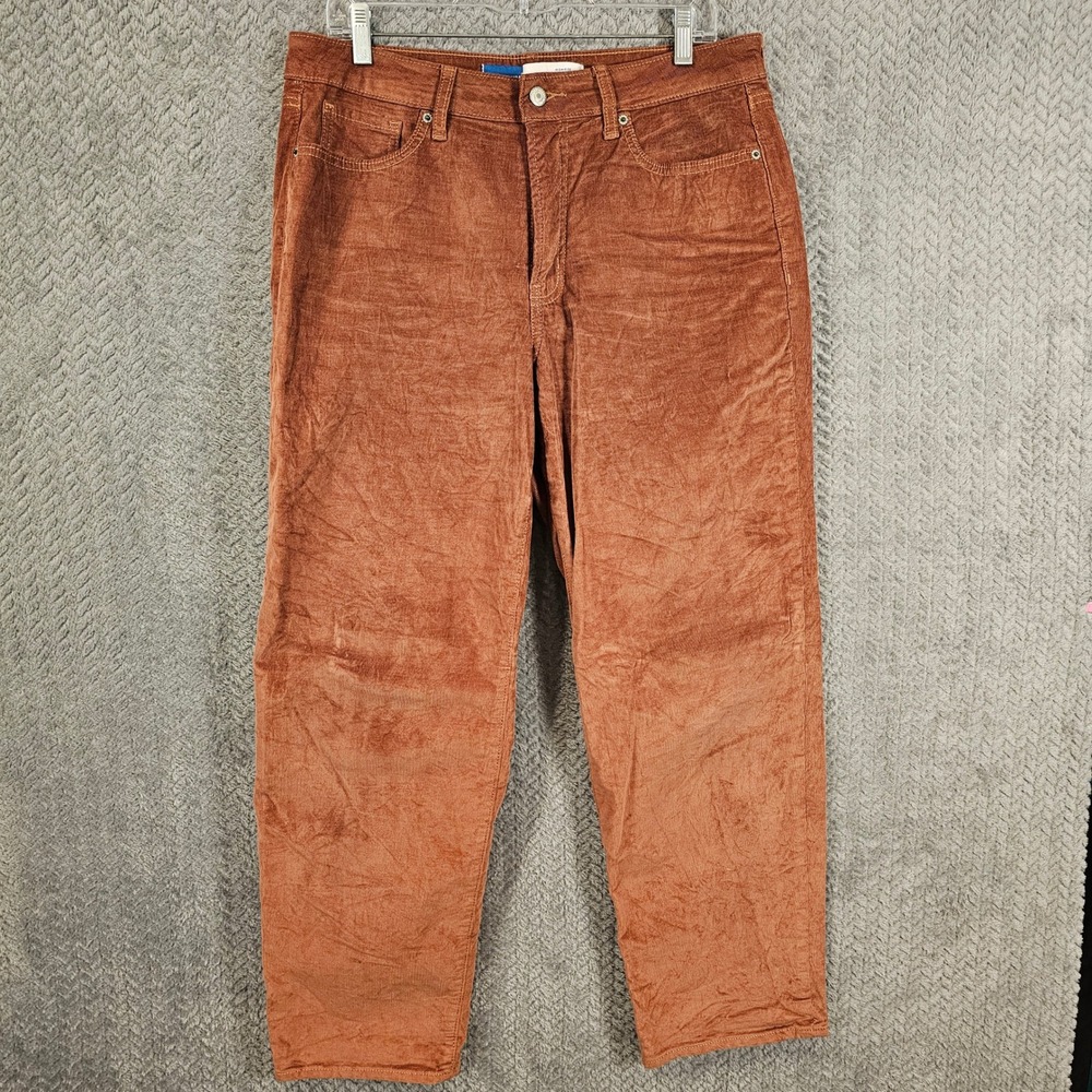 Old Navy OG Loose High-Rise Corduroy Pants Rust Brown Women Size 12 Straight Leg